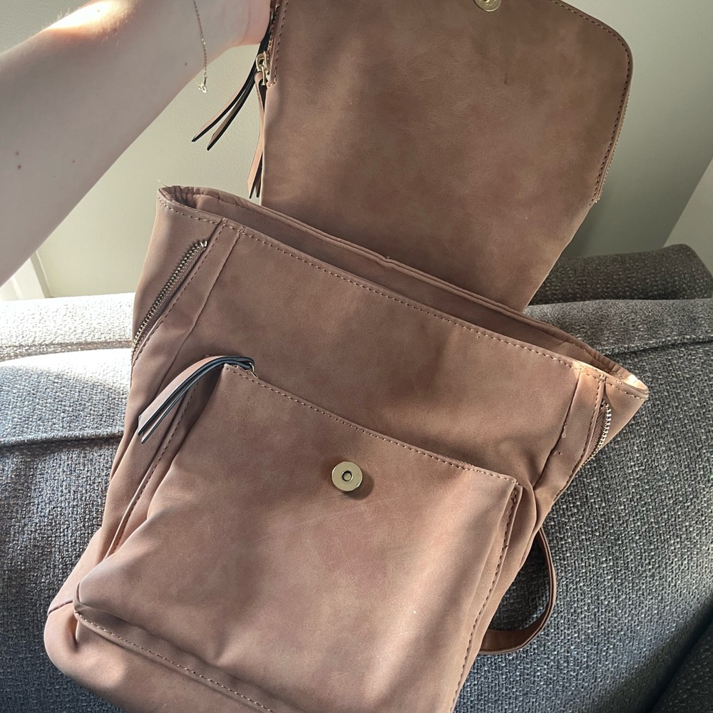 Anne Klein Brown Suede Mini Backpack - image 5